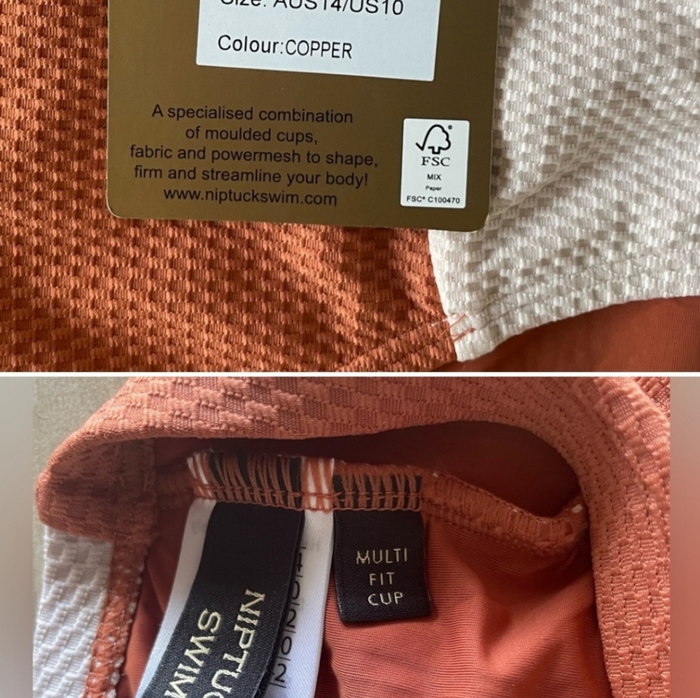 Nip Tuck Copper Bikini Size 10 Nwt Multi Fit Cup - image 6